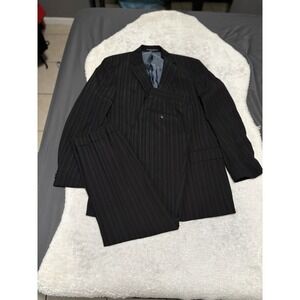 Boss Hugo Boss Mens Black Striped 2 Piece Suit Blazer 42L Pants 34x34